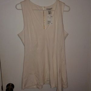 CREAM ASYMMETRICAL PEPLUM TOP